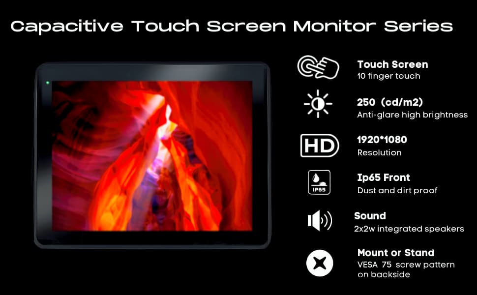1022 Monitor Callouts pichi 10.1" Capacitive Touchscreen Monitor - Image 6