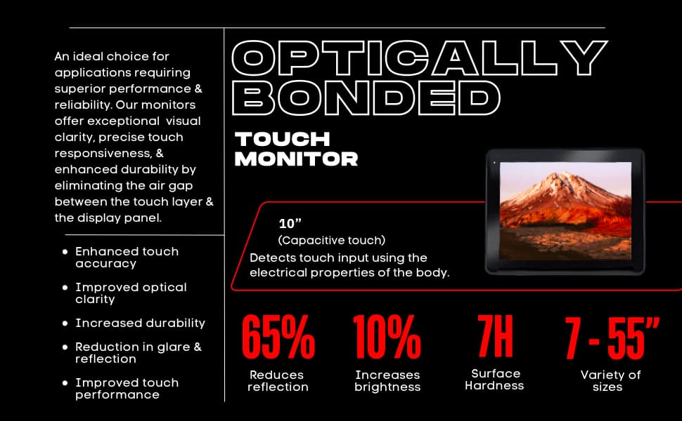 1022 Monitor Optically Bonded pichi 10.1" Capacitive Touchscreen Monitor - Image 5
