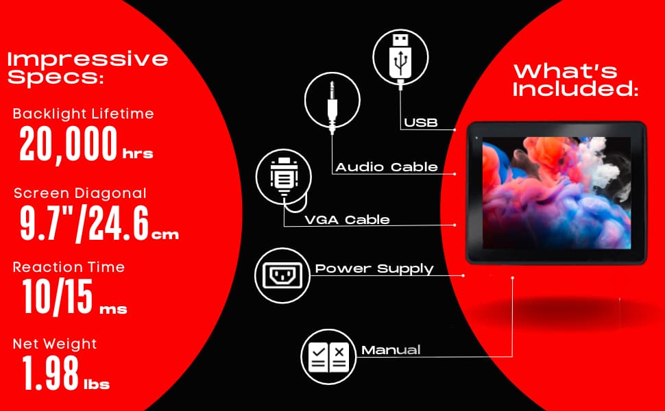 1022 Monitor Specs and Features pichi 10.1" Capacitive Touchscreen Monitor - Image 4