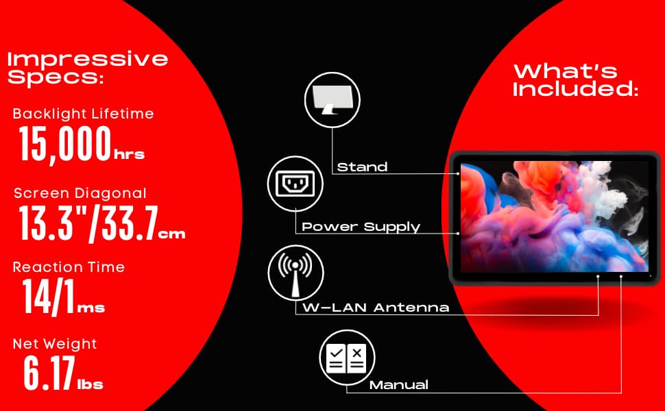 13.322 Monitor Specs and Features pichi 13.3’’ Capacitive Touchscreen Monitor - Image 5
