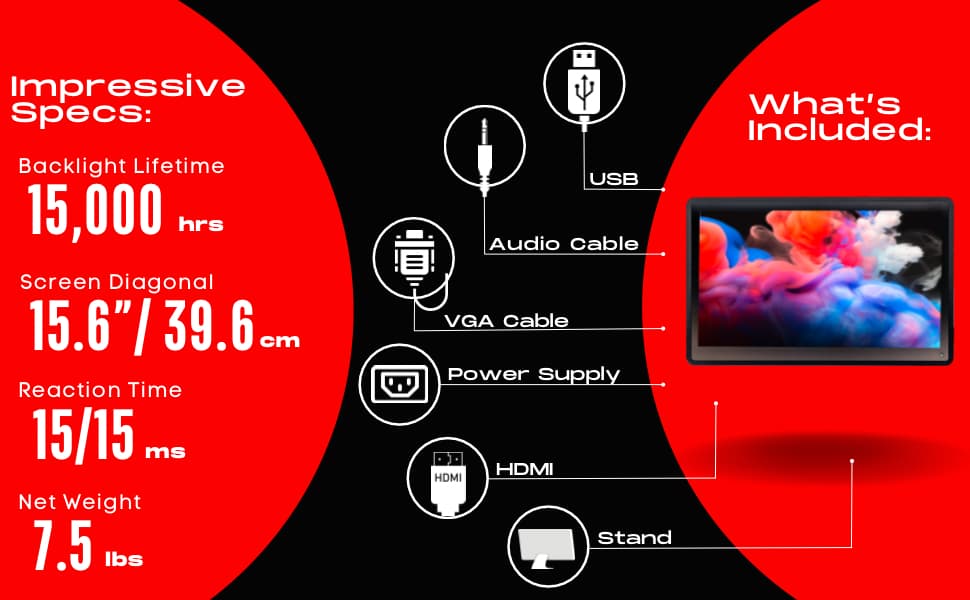 15.622 Monitor Specs and Features pichi 15.6" Capacitive Touchscreen Monitor - Image 6