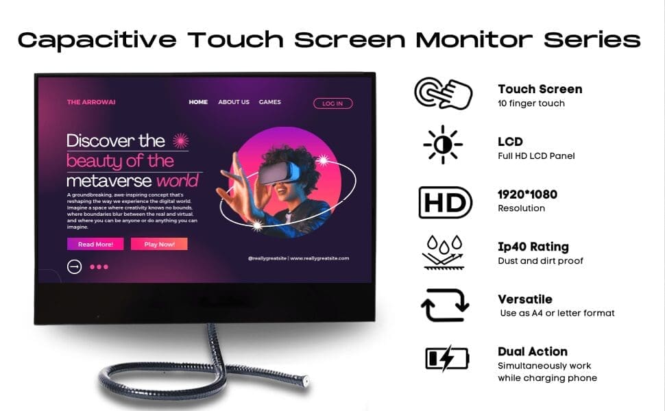 Portable Touch Monitor Call Outs pichi 12.5" faytech Flat Touch Monitor v2 - Image 6