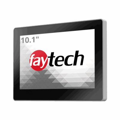 FT101TMACAPOB front angle 10.1 inch aluminum frame capacitive touchscreen monitor — front angle view