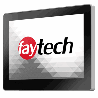 FT121TMACAPOB front angle 12.1 inch aluminum frame capacitive touchscreen monitor — front angle view