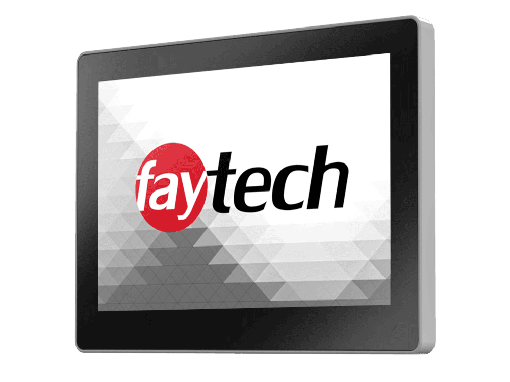FT121TMACAPOB front angle 12.1 inch aluminum frame capacitive touchscreen monitor — front angle view