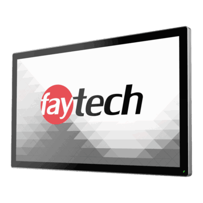 FT27TMACAPOB front angle 27 inch aluminum frame capacitive touchscreen monitor — front angle view